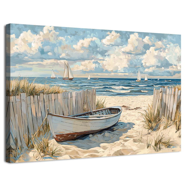 AIYISU Coastal Wall Art Beach Wall Decor for Bathroom Nautical Sailboat Canvas Prints Pictures Ocean Landscape Poster Vintage Seascape Painting Artwork for Living Room Office Home Decorations 12x16