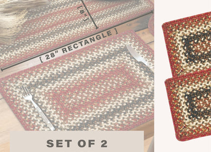 Homespice Chester Braided Table Runner for Cabin Decor, Rect 8x28 Set of 2