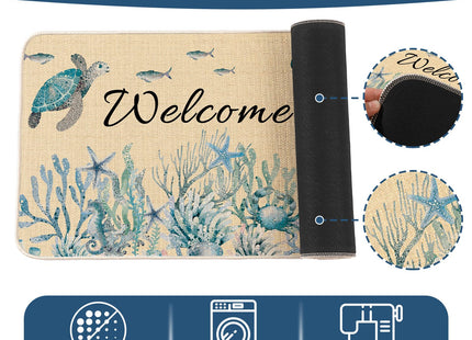 MATIRUG Coastal Beach Door Mat 16"x24" Coral Starfish Ocean Welcome mat