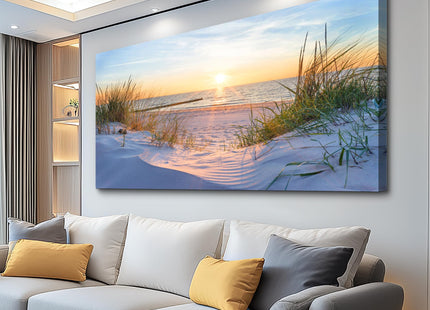 MHARTK66 Wall Decor for Living Room Large Canvas Wall Art for Bedroom Modern Office Pictures Blue Sun Beach Grass Ocean Landscape Paintings Canvas Art Prints Home Decorations