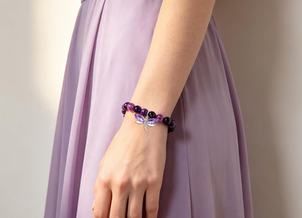 GIAYIER Dragonfly Bracelet for Women Dragonfly Charm Jewelry Dragonfly Lover Gifts Dragonfly Motivation Gift for Mom Daughter Wife Granddaughter Best Friends (Amethyst)