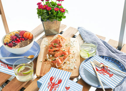 FYSUIMU 50Pcs Crawfish Striped Guest Paper Napkins, Hand Towels, Blue Red