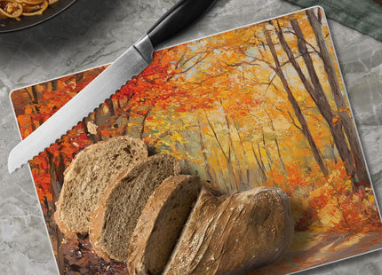 CounterArt Autumn Woodland 3mm Tempered Glass Cutting Board 10" x 8"