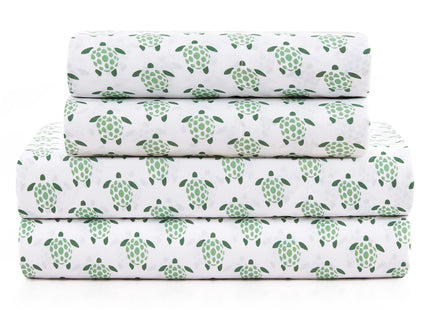 Vonty Kids Full Sea Turtle Printed Microfiber Sheet Set, 4-Piece