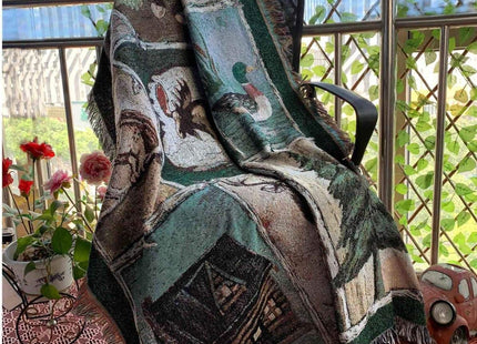 EZ.enjoy Moose Bear Lodge Woven Tapestry Throw Blanket 50"x60"