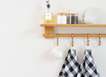 Cotton Black and White Buffalo Plaid Kitchen Towels - 12 Pack Soft Checkered Dish Towels - Machine Washable Gingham Plaid Dish Cloths - 28'x20'