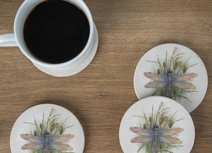 Thirstystone Dragonfly 4 Pack Round Natural Sandstone Coasters