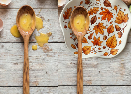 Acellegic Ceramic Spoon Rest for Stove Countertop 5.3 Inch, Autumn Leaves