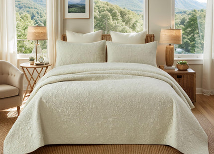 Brandream White Quilts King Size 100% Cotton Quilt Set Coastal Bedding Seashell Starfish Matelasse Coverlet Set Beach Themed Quilt Bedding Set 3-Piece