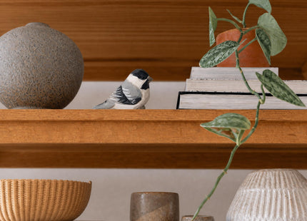 Selsela Hand-Carved Chickadee Figurine -Wooden Black-Capped Songbird Statue, Chick Tit Miniature Chestnut Carolina Handmade Songbird Art for Home Decor & Collectibles Nature-Inspired Gifts