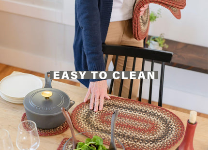 Homespice Chester Braided Placemats for Cabin Decor, Round 15" Set of 6