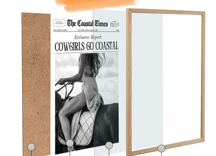 iHery 12x16in Cowgirls Go Coastal Framed Newspaper Wall Art