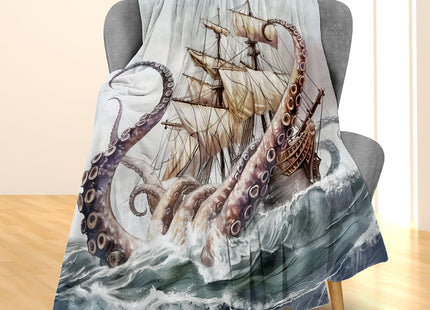 Ti Caldi Octopus Nautical Blanket - Ultra Soft, Lightweight Flannel Throw Blankets for Couch, Bed, Travel, Outdoor - Cozy, Fuzzy Animal Home Decor, for Adults Kids Men Boys 60×50 in