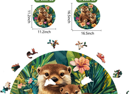 Leodozzio 500Pcs Wooden Jigsaw Puzzle Otter Family Wall Decor 16.5x16.5in