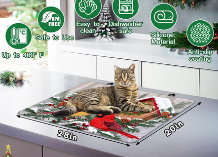 Christmas Stove Top Cover for Electric Stove 28 "x 20 ", Xmas Cardinal Bird Heat Resistant Glass Top Stove Cover Protector, Glass Cooktop Covers, Kitchen Flat Electric Stove Top Covers