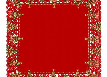 Grelucgo Small Christmas Holiday Red Holly Tree Tablecloth, Square 33 by 33 Inch