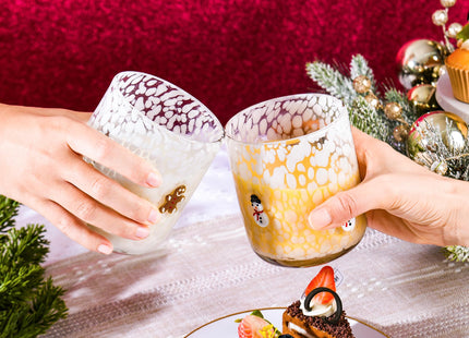 2 Pcs Christmas Icon Glass Cups Set, 16oz Gingerbread Man Icon Wine Glasses