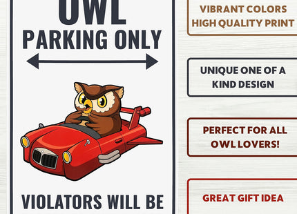 Venicor Owl Sign Decor - 9 x 14 Inches - Aluminum - Cute Owl Gifts for Women Lovers Men Kids