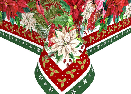 pahhjsa Red Square Christmas Tablecloth 60x60 Inch, Waterproof Washable Fabric Polyester Holly Poinsettia Flowers Christmas Table Cloths Square Xmas Holiday Tablecloths