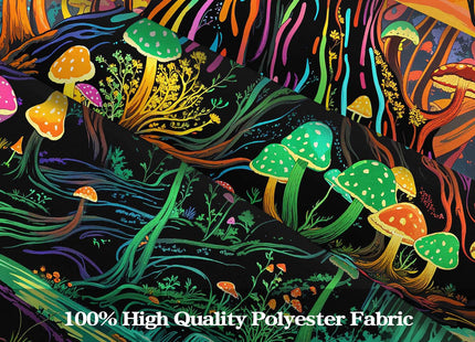 Kanuyee Blacklight Giant Mushroom Tree Forest Tapestry, UV Reactive Fantasy Wonderland Wall Art for Room Decor, Luminous Nature Home Decor 60L x 44W
