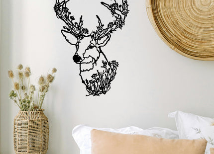 Metal Deer Head Wall Decor, Deer Decor Wall Art, Rustic Hunting Sign, Black