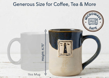 Cape Shore 16oz Hand-Crafted Stamped Potter's Mug, Multiple Styles Available (Lighthouse)