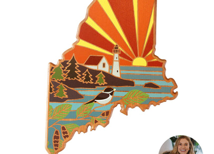 Totally Bamboo Maine State Shaped Cutting Board, Summer Stokes Art