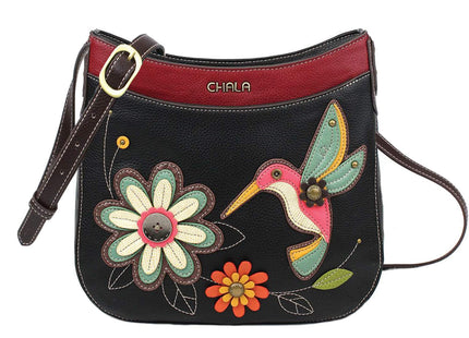 Chala Handbags Hummingbird Crescent Crossbody Handbag Purse, Hummingbird Lovers