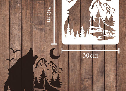 FINGERINSPIRE Forest Wolf Stencils - 11.8x11.8 inch Plastic Wildlife Animal Stencils for DIY Wolf Crafts and Home Decor