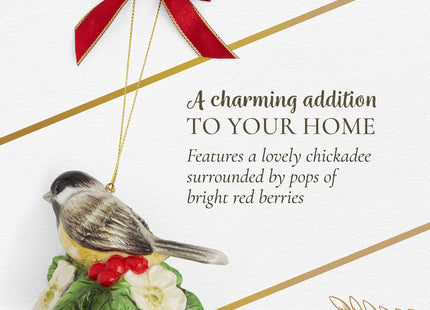 Spode Christmas Tree Chickadee Ornament - Festive Hanging Decorations
