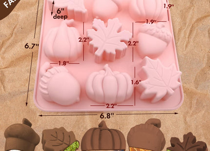 2PCS Thick Fall Silicone Molds, 9-Cavity Pumpkin Acorn Maple for Soap Craft