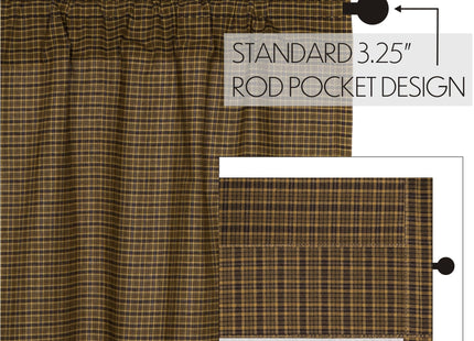 VHC Brands Tea Cabin Rustic 36"x36" Green Plaid Tier Pair Rod Pocket Cotton Kitchen Window Curtains