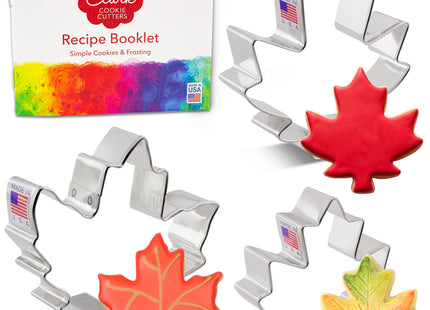Ann Clark Maple Leaves Cookie Cutter Set of 3, Made in USA