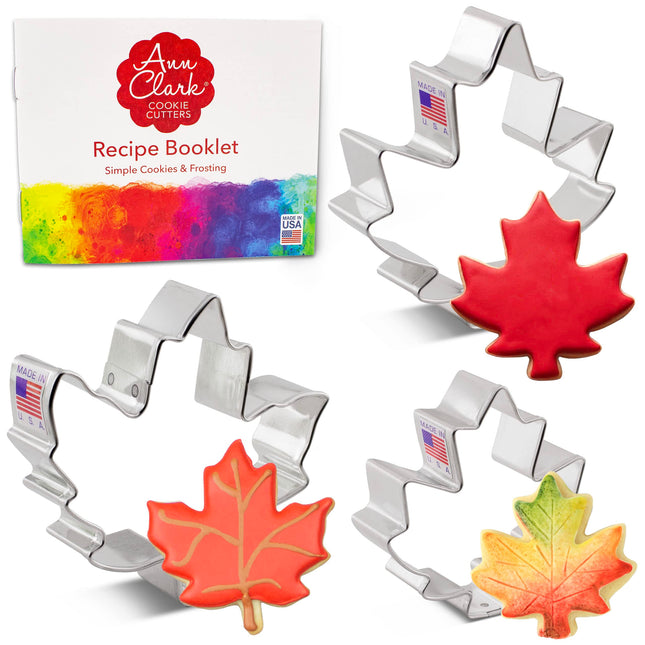 Ann Clark Maple Leaves Cookie Cutter Set of 3, Made in USA
