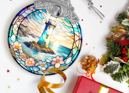 Jocidea Stained Glass Suncatcher & Lighthouse Ornament - Christmas & Holiday Ornaments, Tree Decor