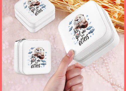 BJDAMAI Otter Jewelry Box, Gifts For Teens Girls, Otter Lovers Stuff Items Accessories Things Merchandise Decor Merch, Travel Ring Earrings Necklace Organizer Holder!