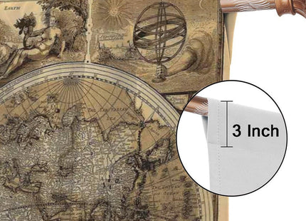 SHElifestyle Vintage World Map Curtains, Rustic Nautical Window Treatments Retro Farmhouse Medieval Compass Window Drapes for Bedroom Living Room Kitchen 63x63in