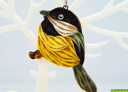 Quilling Bird Lovers Collection – Handmade Quilled Ornaments for Animal Lovers, Home & Holiday Decorations, Car, Bag, or Phone Charms by GREENHANDSHAKE (Black-Capped Chickadee)