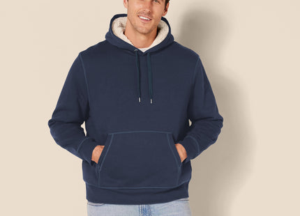 Amazon Essentials Men's Regular Fit Sherpa-Lined Pullover Hoodie, Navy, Large