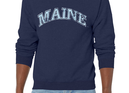 Maine Black Bears 50/50 Blended 8-Ounce Vintage Arch Crewneck Sweatshirt, Small, Navy