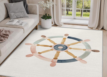 SherAvant Ship Wheel Area Rug - 2x3 Rug - Ship Wheel Rug - Cartoon Rudder Area Rug - Nautical Sea Ocean Rugs - Kids Boys Sailing Carpet - Home Decor