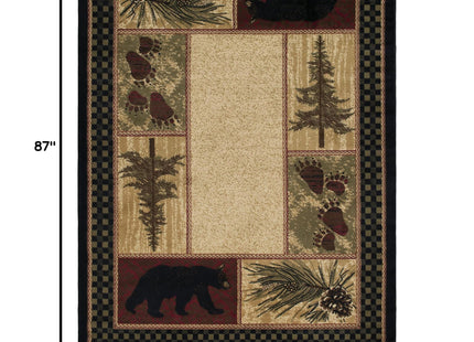 Rustic Lodge Black Bear 5x7 Area Rug, 5'3x7'3
