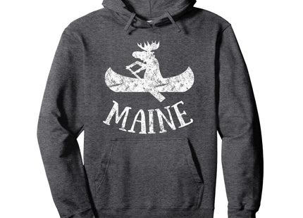 Maine Sweatshirt | ME Funny Moose Canoe Pullover Hoodie