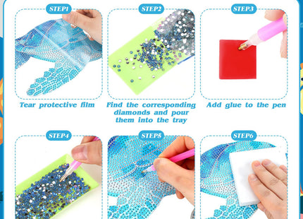 Yuefunny 3 Pcs Ocean Diamond Painting Hanging Kits, 5d DIY Coastal Diamond Art Turtle Starfish Door Sign, Summer Beach Hanging Decor for Home Garden Wall Window Under The Sea Party Favors