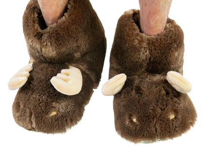 Lazy One Animal Critter Slippers for Kids and Adults, Moose Face Slippers