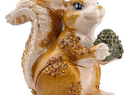 SEVENBEES Hand Painted Squirrel Jewelry Boxes Trinket Box Hinged Squirrel Figurine Gift for Women Girls