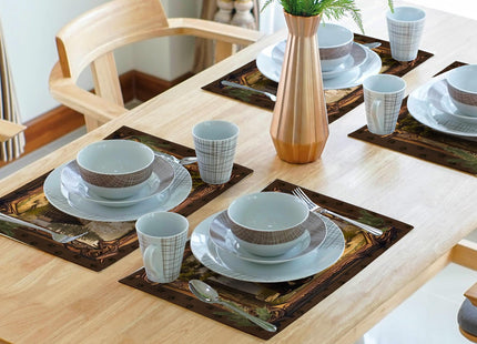 Bear Placemats Set of 4 - Lodge Cabin Place Mats 12x18 Inch Rustic Farmhouse Wild Animal Table Mats Country Woodland Kitchen Mats for Dining Table