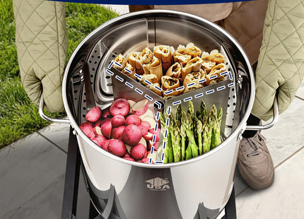 ARC 52QT Stainless Steel Stockpot for Crab Seafood Boiler w/Basket, 13Gal