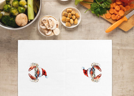 Mcehtle Christmas Coastal Crab Kitchen Towels, Crab Gifts, Christmas Coastal Beach Hand Towel for Bathroom Kitchen Decor, Xmas Ocean Sea Animal Nautical Decorative Tea Towels Dish Towel 16x24 Inch