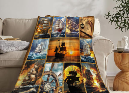 Tijuboni Nautical Sailboat Throw Blanket for Girls Boys 50"x40"